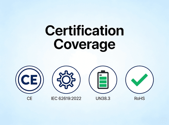 Сертификация литиевых батарей, включая CE, IEC 62619:2022, UN38.3 и соответствие RoHS