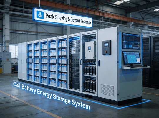 Rakour Energy | LiFePO4 Battery & Energy Storage System Manufacturer — HV & LV Series Rakour commercial and industrial LiFePO4 battery energy storage system featuring high-voltage HV 314Ah modular racks paired with DEYE inverters for peak shaving, demand response, and large-scale solar battery storage in factories and office buildings